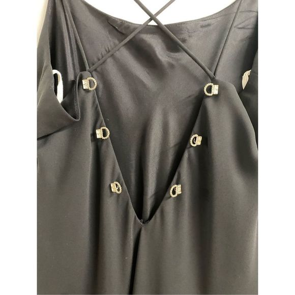 Lenovia USA Lace-Up Back Scoop Neck Spaghetti Straps Slip Dress Black Sz Large - Picture 7 of 14